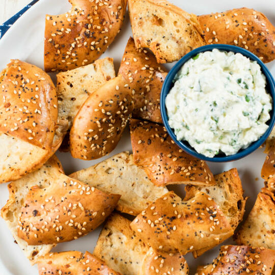 Savoury Everything Bagel Crisps with Dip Dempster's